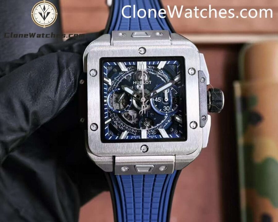 Super Clone Watches – Hublot Square Bang Unico Titanium Blue