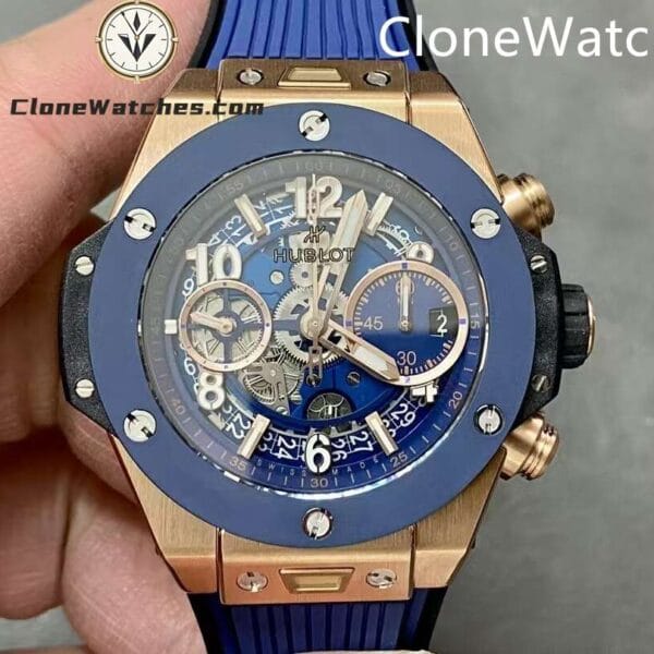 Super Clone Watches – Hublot Big Bang Unico Rose Gold Blue Ceramic