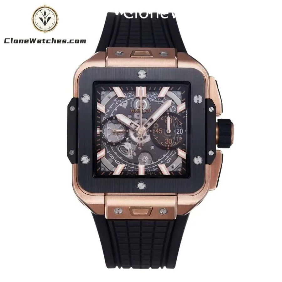 Super Clone Watches – Hublot Square Bang Unico Rose Gold Ceramic