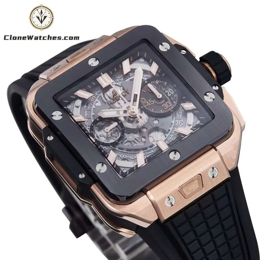 Hublot Super Clone Watches 1:1 Square Bang Unico Rose Gold Ceramic 821.OM.0180.RX - Image 4