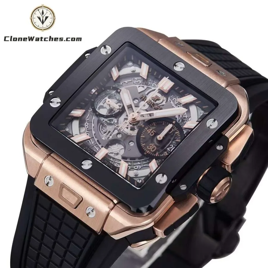 Hublot Super Clone Watches 1:1 Square Bang Unico Rose Gold Ceramic 821.OM.0180.RX - Image 5