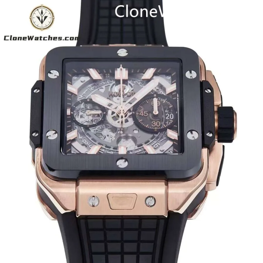 Hublot Super Clone Watches 1:1 Square Bang Unico Rose Gold Ceramic 821.OM.0180.RX - Image 3