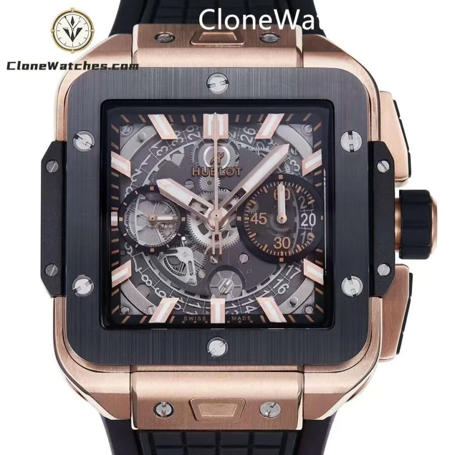 Hublot Super Clone Watches 1:1 Square Bang Unico Rose Gold Ceramic 821.OM.0180.RX - Image 2