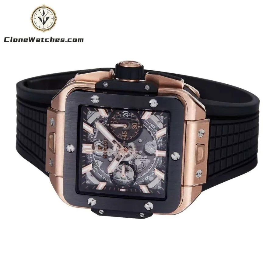 Hublot Super Clone Watches 1:1 Square Bang Unico Rose Gold Ceramic 821.OM.0180.RX - Image 7