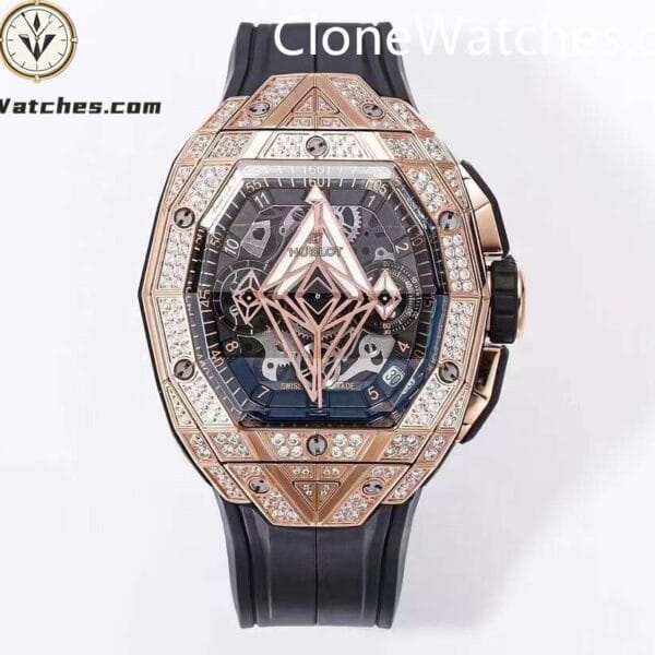 Super Clone Watches – Hublot Spirit of Big Bang Sang Bleu Rose Gold Pavé