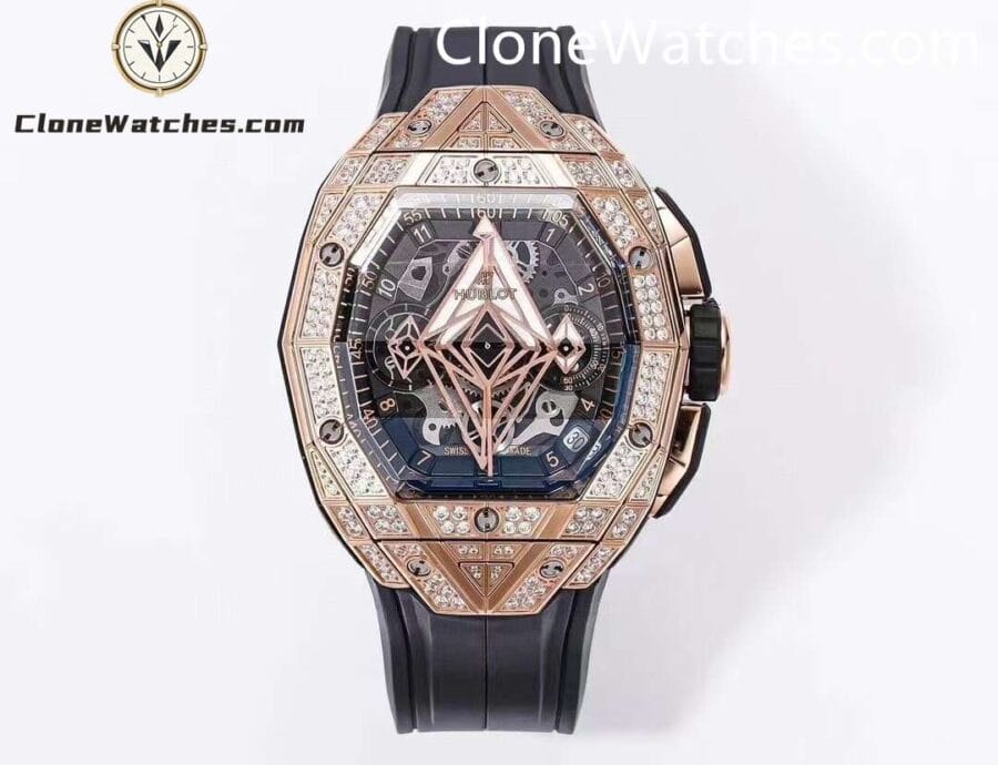 Super Clone Watches – Hublot Spirit of Big Bang Sang Bleu Rose Gold Pavé