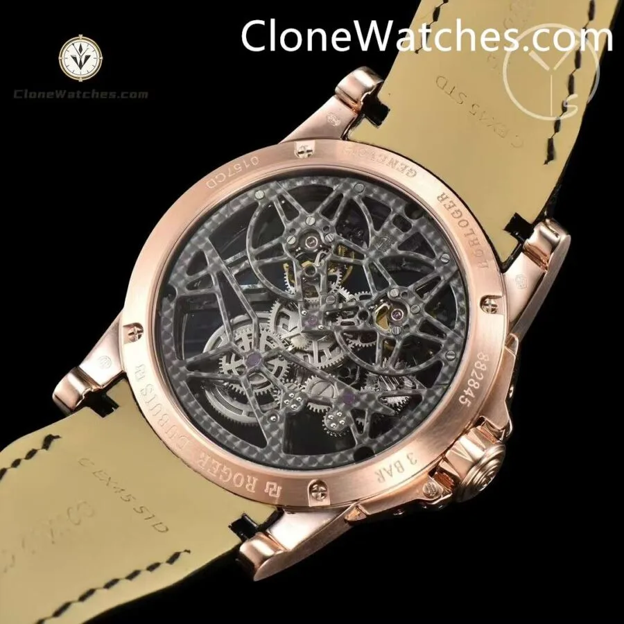 Roger Dubuis Super Clone Watches 1:1 Excalibur Rose Gold Skeleton Double Flying Tourbillon RDDBEX0397 45MM - Image 8