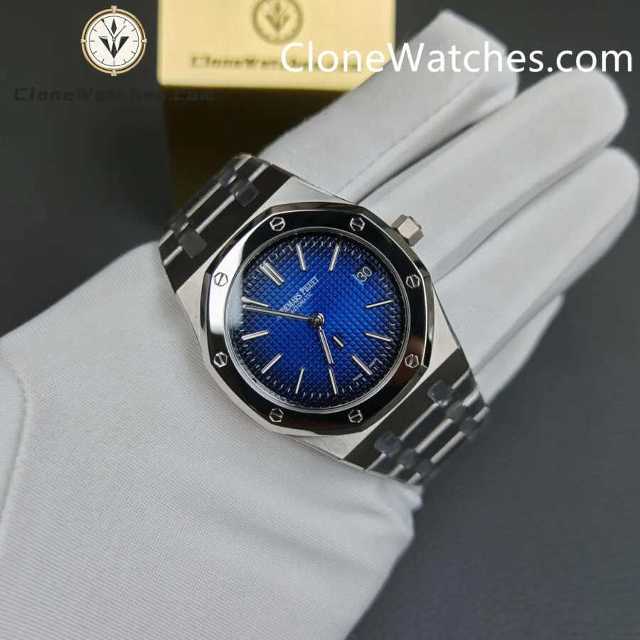 Audemars Piguet Super Clone Watches 1:1 Royal Oak “Jumbo” 15202IP Blue Dial - Image 5