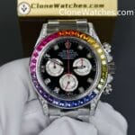 Rolex Super Clone Watches 1:1 Daytona 116599RBOW Rainbow Black Diamonds Dial 4130 Movement - Image 5