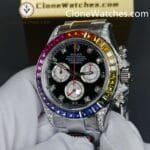 Rolex Super Clone Watches 1:1 Daytona 116599RBOW Rainbow Black Diamonds Dial 4130 Movement - Image 6