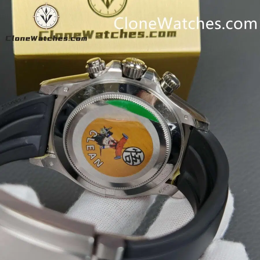 Rolex Super Clone Watches 1:1 Daytona Silver/Black Dial Rubber Strap M116519 4130 Movement - Image 10