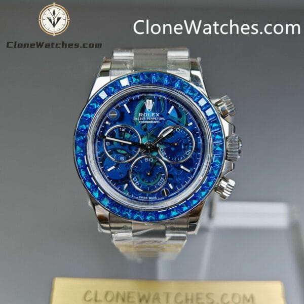 Super Clone Watches – Rolex Daytona Arolla Blue Crystal Skeleton Dial