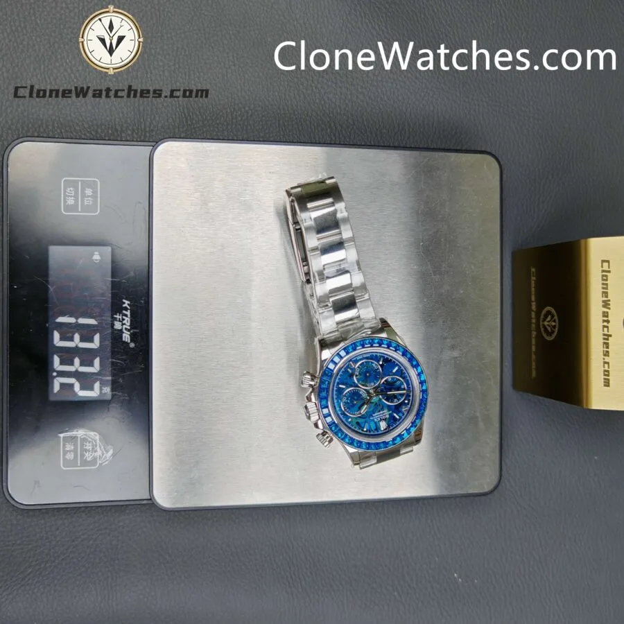 Rolex Super Clone Watches 1:1 Daytona Arolla Blue Crystal Skeleton Dial Diamonds Bezel 4130 Movement - Image 20