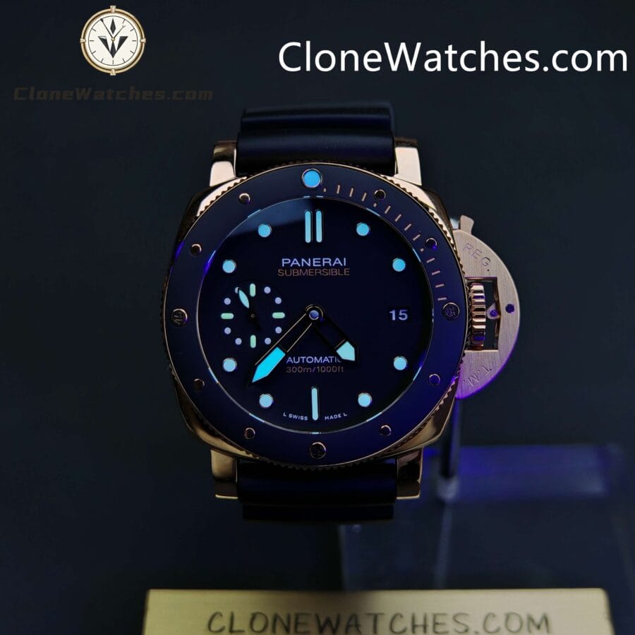 Panerai Super Clone Watches 1:1 Submersible Goldtech™ PAM02164 Black Dial - Image 2