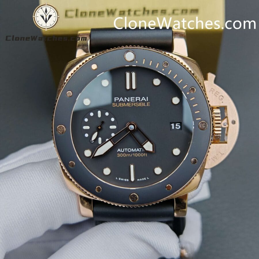 Panerai Super Clone Watches 1:1 Submersible Goldtech™ PAM02164 Black Dial - Image 4