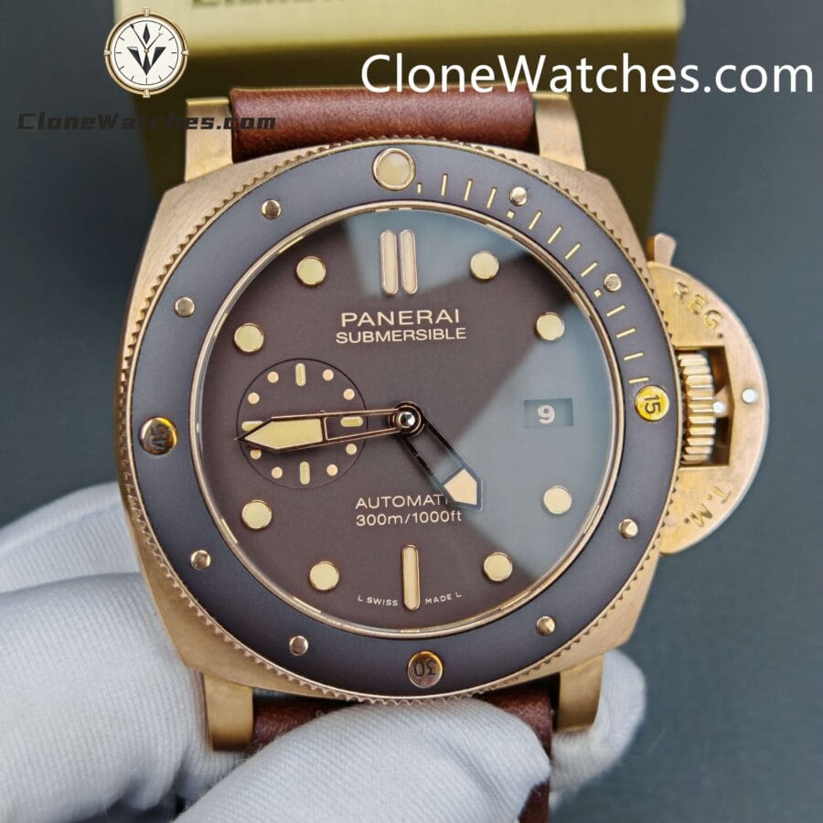 Panerai Super Clone Watches 1:1 Submersible Bronzo PAM 00968 Brown Dial - Image 4