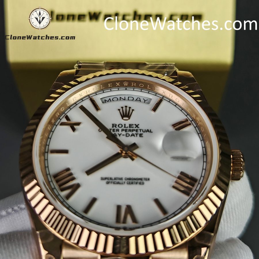 Rolex Super Clone Watches 1:1 Day Date 18K Rose Gold Roman Dial 40mm m228235-0032 3255 Movement - Image 13