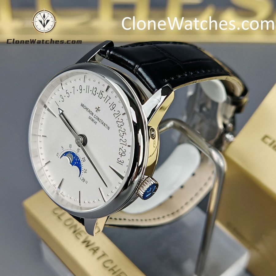 Vacheron Constantin Super Clone Watches 1:1 Patrimony Moon Phase Retrograde Date 4010U/000G-B330 White Dial - Image 3