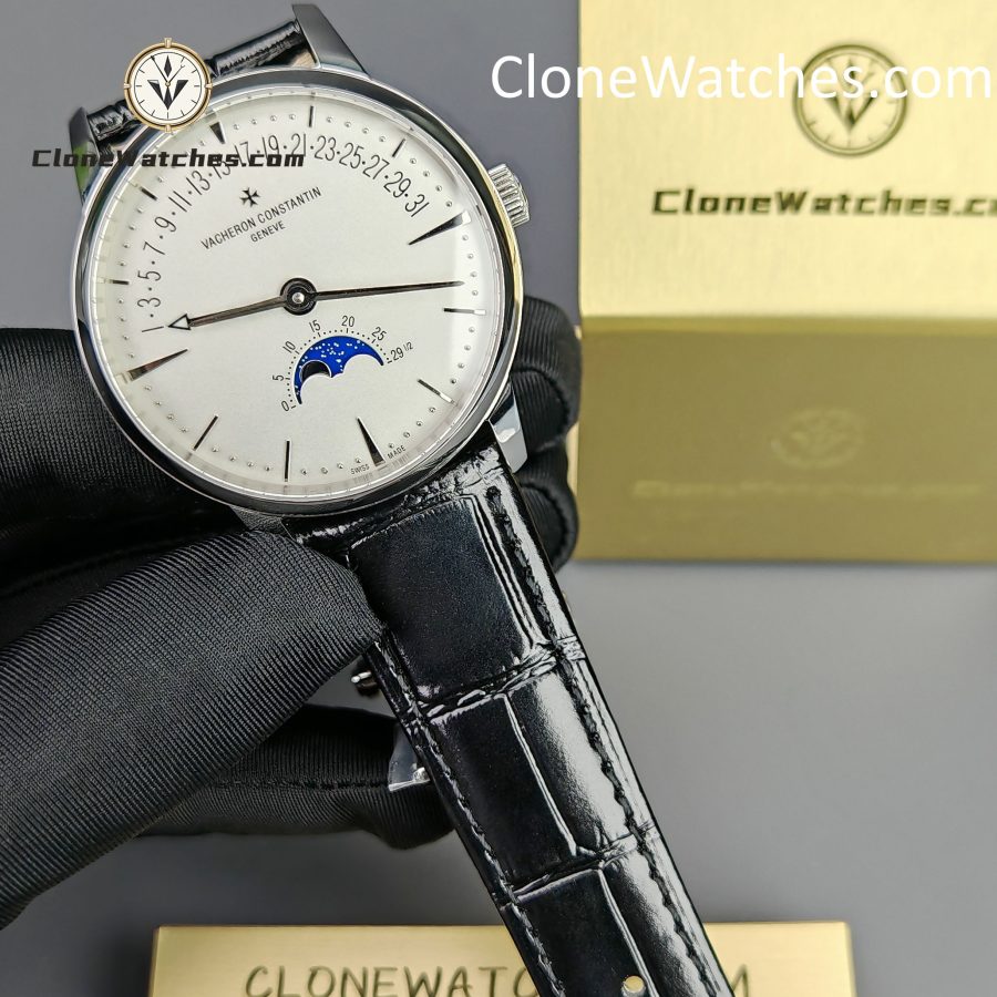 Vacheron Constantin Super Clone Watches 1:1 Patrimony Moon Phase Retrograde Date 4010U/000G-B330 White Dial - Image 4