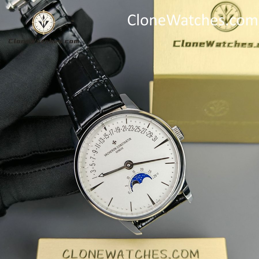 Vacheron Constantin Super Clone Watches 1:1 Patrimony Moon Phase Retrograde Date 4010U/000G-B330 White Dial - Image 5