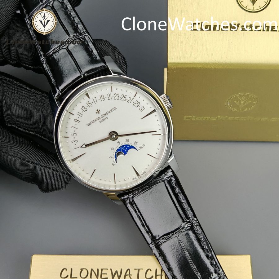 Vacheron Constantin Super Clone Watches 1:1 Patrimony Moon Phase Retrograde Date 4010U/000G-B330 White Dial - Image 6