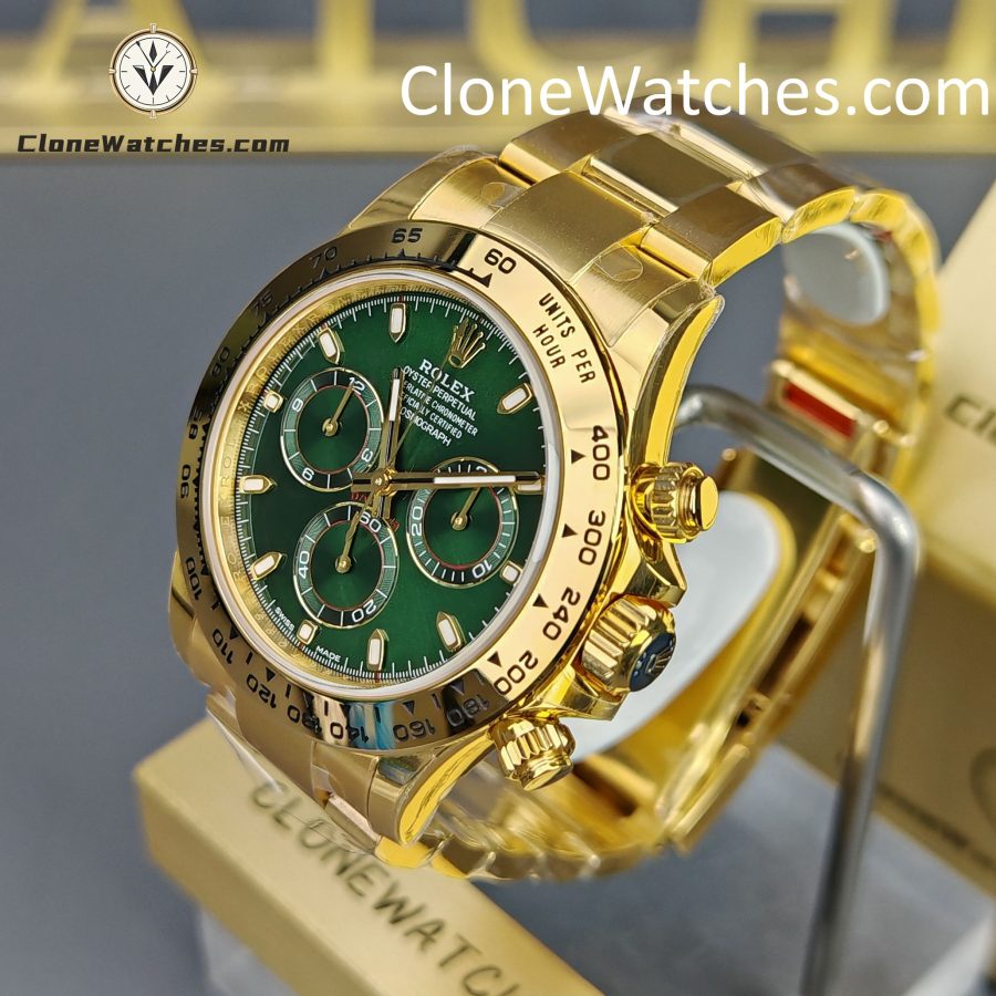 Rolex Super Clone Watches 1:1 Daytona 18K Gold Green Dial M116508-0013 4130 Movement - Image 3