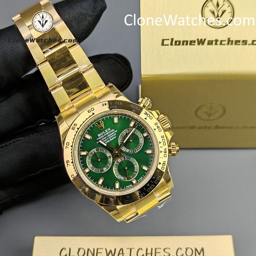 Rolex Super Clone Watches 1:1 Daytona 18K Gold Green Dial M116508-0013 4130 Movement - Image 5