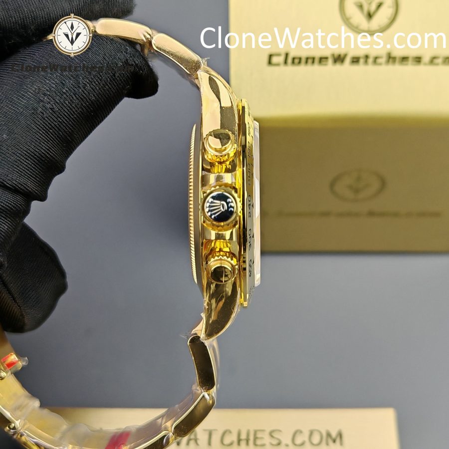 Rolex Super Clone Watches 1:1 Daytona 18K Gold Green Dial M116508-0013 4130 Movement - Image 8