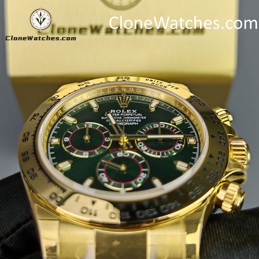 Rolex Super Clone Watches 1:1 Daytona 18K Gold Green Dial M116508-0013 4130 Movement - Image 14
