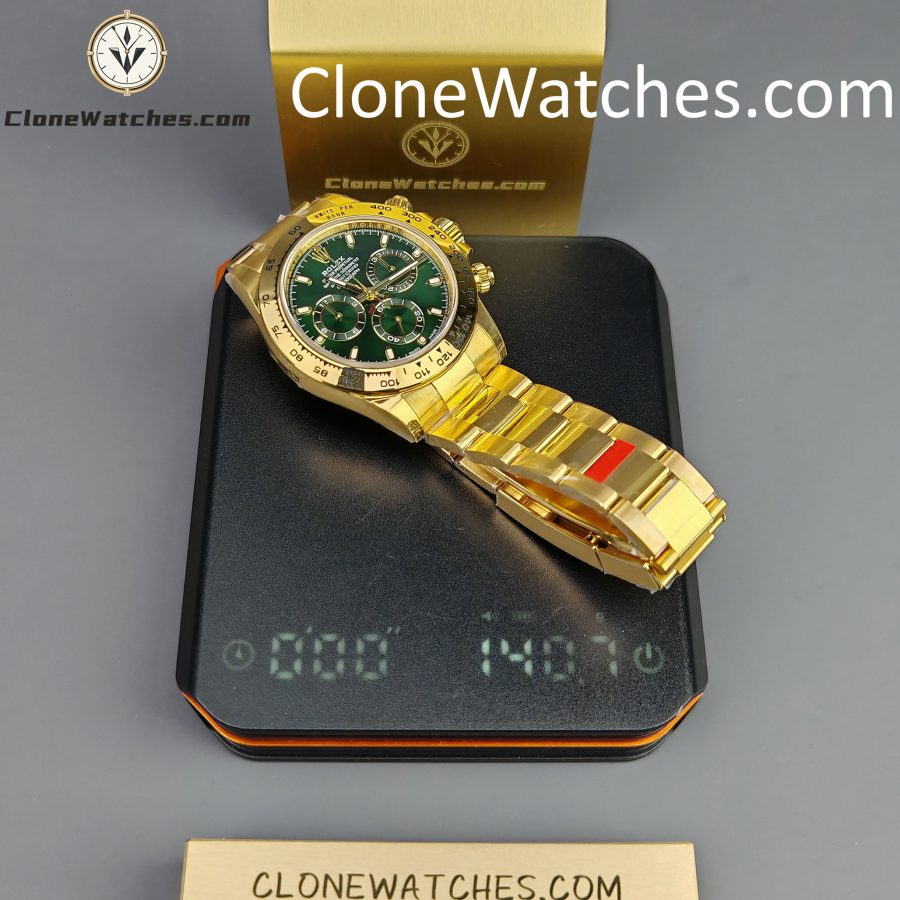 Rolex Super Clone Watches 1:1 Daytona 18K Gold Green Dial M116508-0013 4130 Movement - Image 17