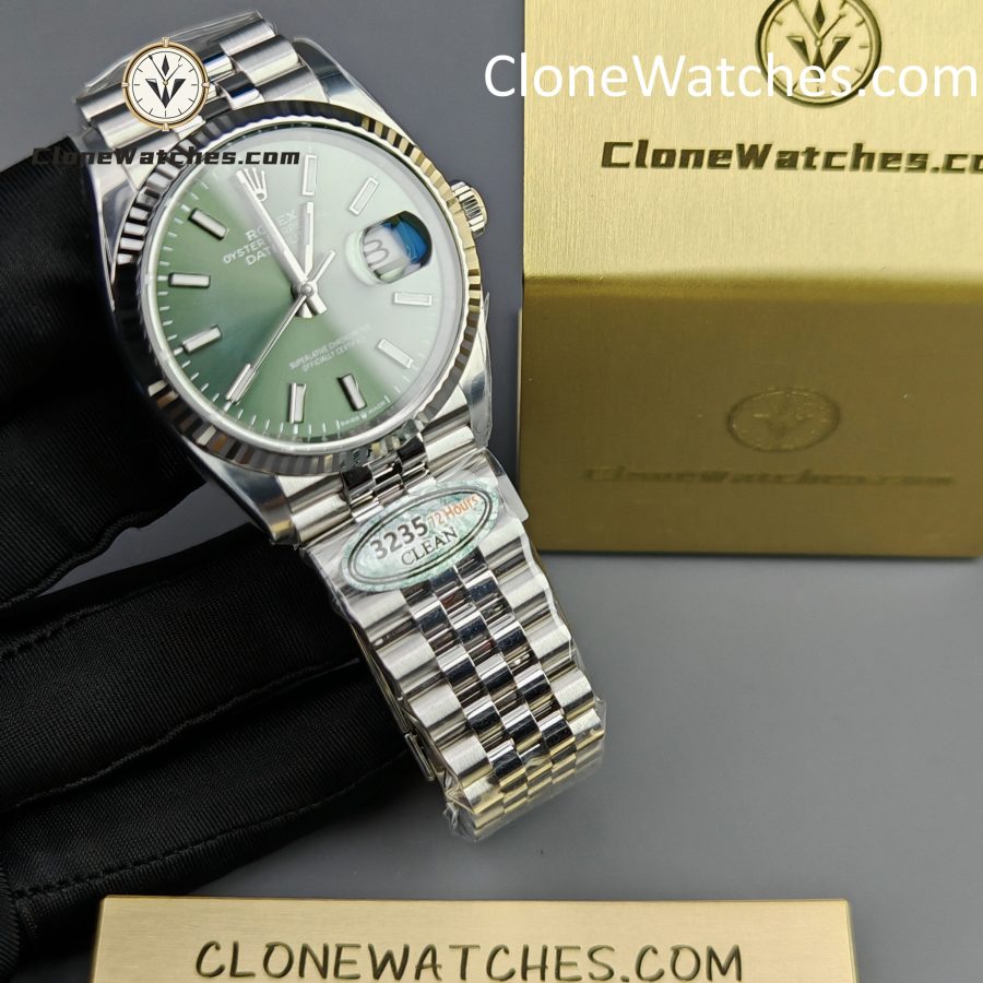 Rolex Super Clone Watches 1:1 DateJust M126234 – 0051 Green Dial Jubilee 36MM 3235 Movement - Image 4