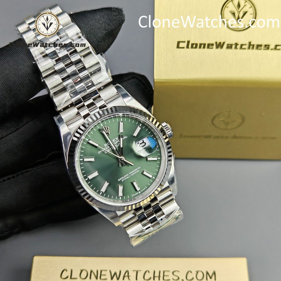 Rolex Super Clone Watches 1:1 DateJust M126234 – 0051 Green Dial Jubilee 36MM 3235 Movement - Image 5