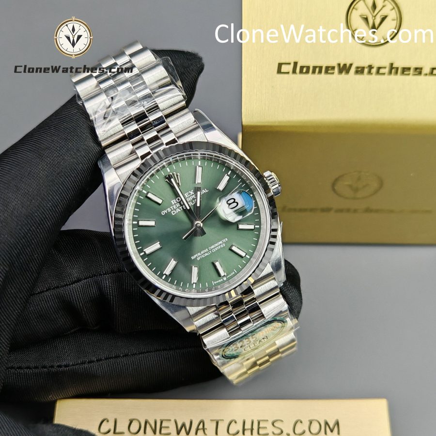 Rolex Super Clone Watches 1:1 DateJust M126234 – 0051 Green Dial Jubilee 36MM 3235 Movement - Image 6