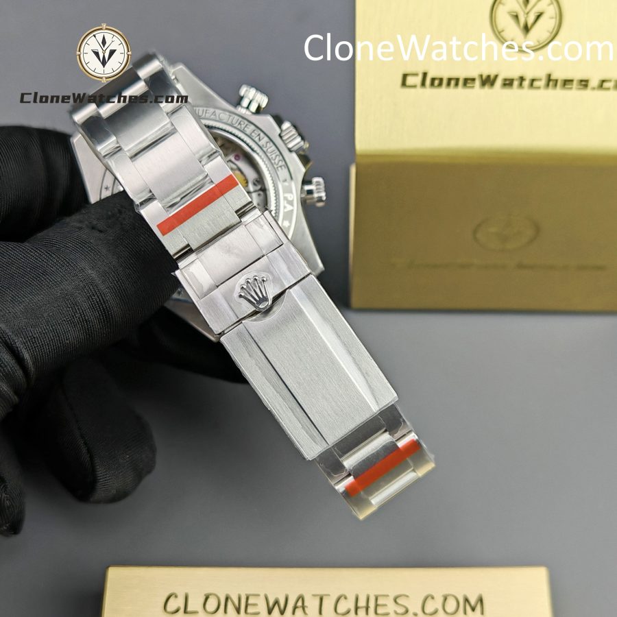 Rolex Super Clone Watches 1:1 Daytona Arolla Blue Crystal Skeleton Dial Diamonds Bezel 4130 Movement - Image 7