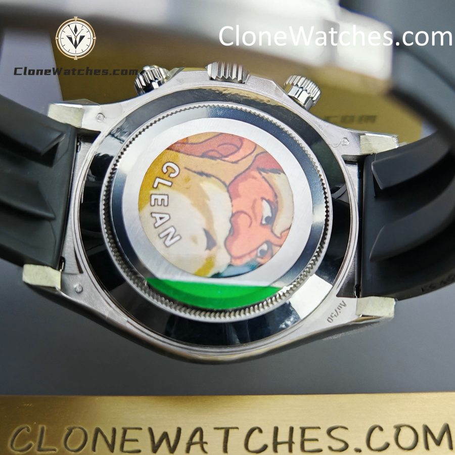 Rolex Super Clone Watches 1:1 Daytona Silver/Black Dial Rubber Strap M116519 4130 Movement - Image 9