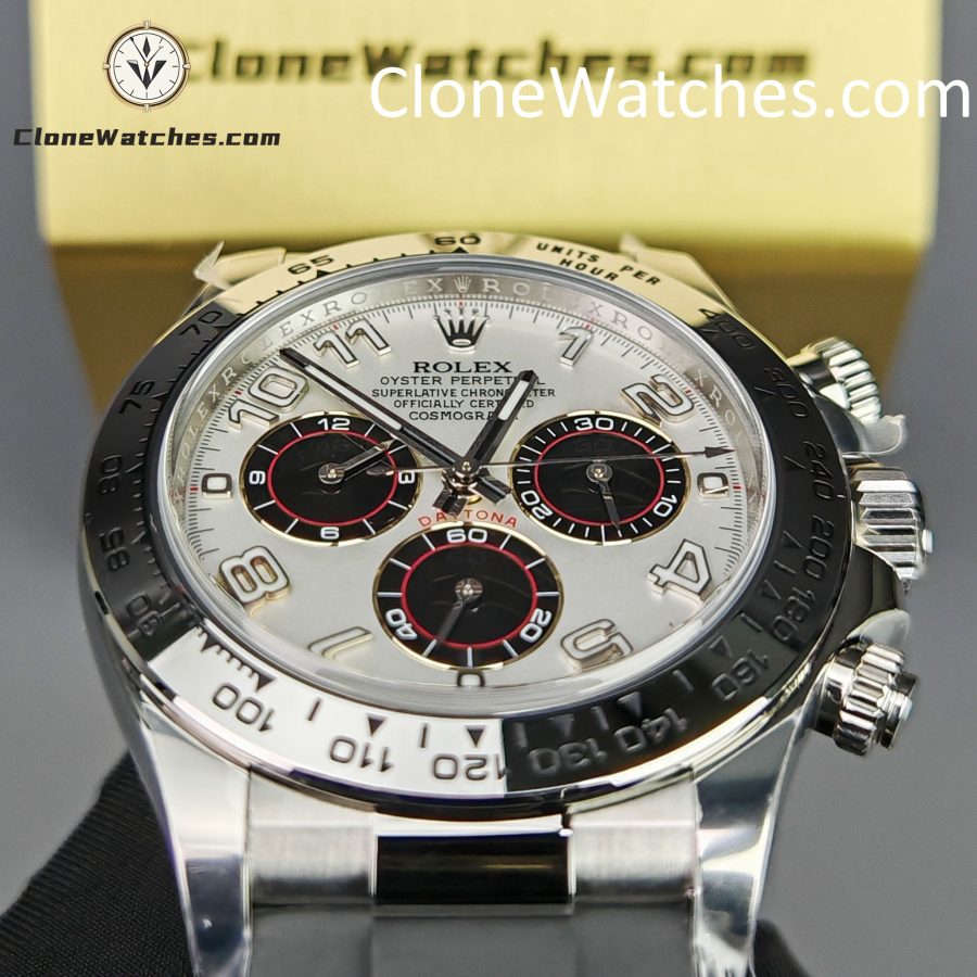 Rolex Super Clone Watches 1:1 Daytona Silver/Black Dial Rubber Strap M116519 4130 Movement - Image 12
