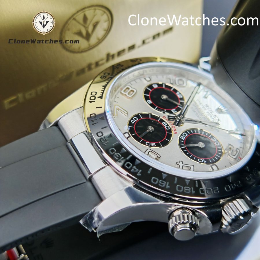 Rolex Super Clone Watches 1:1 Daytona Silver/Black Dial Rubber Strap M116519 4130 Movement - Image 13