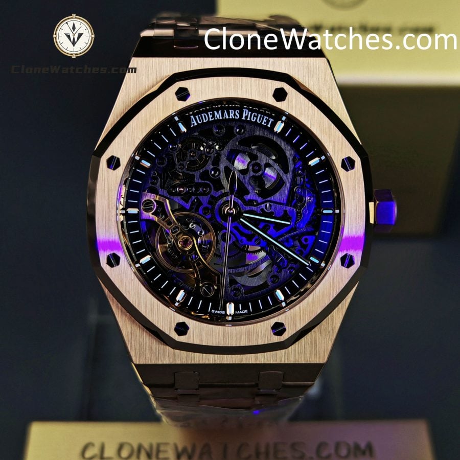 Audemars Piguet Super Clone Watches 1:1 Royal Oak Rose Gold 15407 Skeleton Dial - Image 2