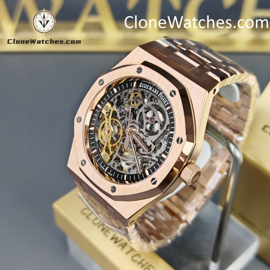 Audemars Piguet Super Clone Watches 1:1 Royal Oak Rose Gold 15407 Skeleton Dial - Image 3