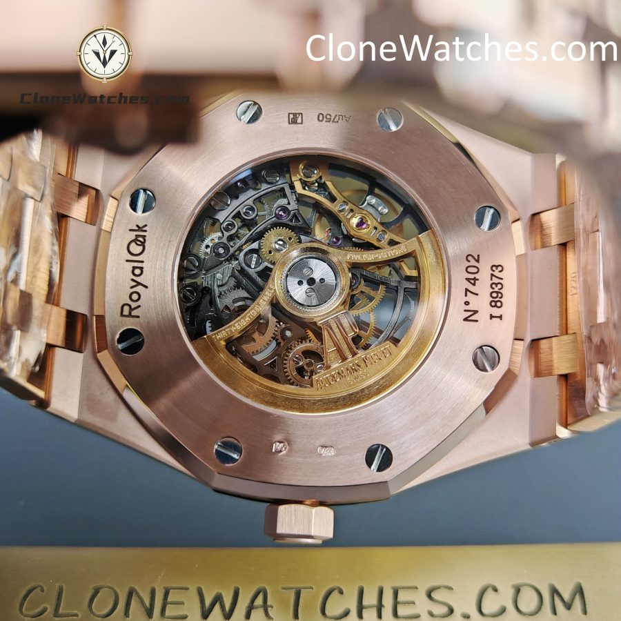 Audemars Piguet Super Clone Watches 1:1 Royal Oak Rose Gold 15407 Skeleton Dial - Image 10