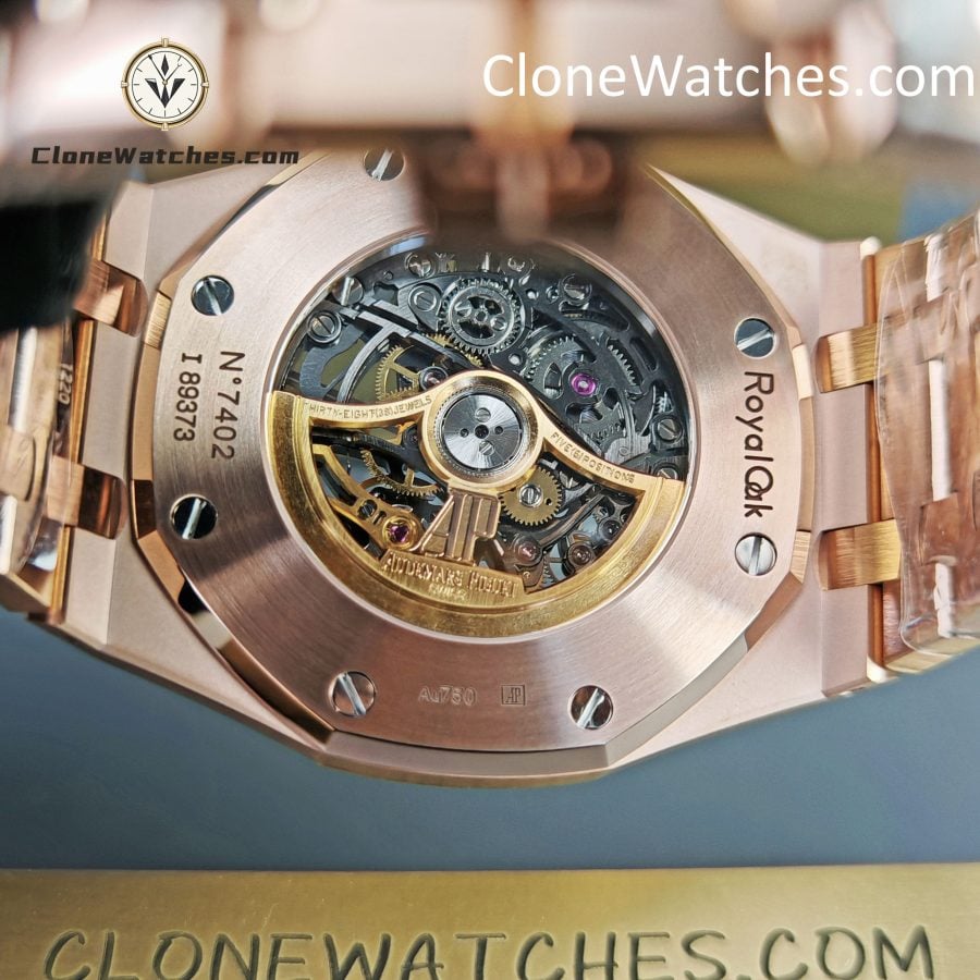 Audemars Piguet Super Clone Watches 1:1 Royal Oak Rose Gold 15407 Skeleton Dial - Image 11