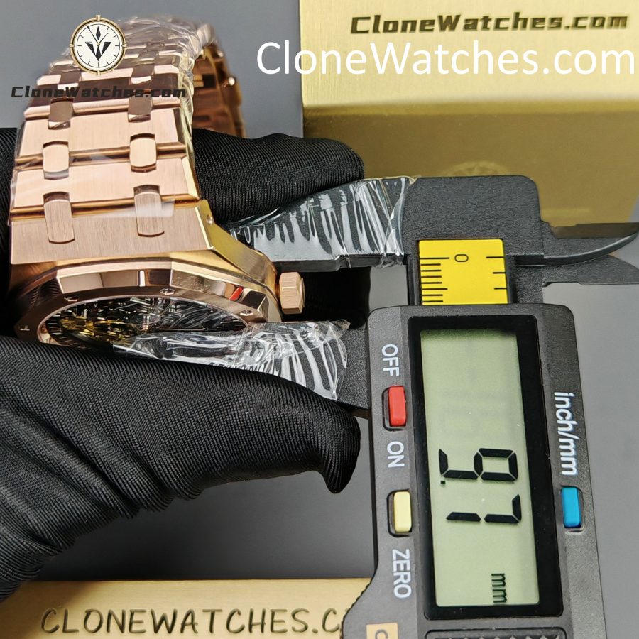 Audemars Piguet Super Clone Watches 1:1 Royal Oak Rose Gold 15407 Skeleton Dial - Image 14
