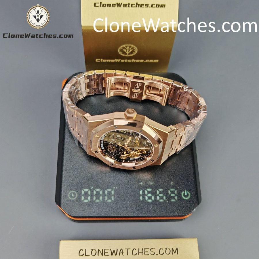 Audemars Piguet Super Clone Watches 1:1 Royal Oak Rose Gold 15407 Skeleton Dial - Image 15