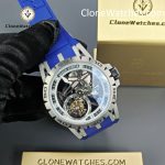 Roger Dubuis Super Clone Watches 1:1 Excalibur Skeleton  Tourbillon RDDBEX0479 45MM Blue Strap - Image 5