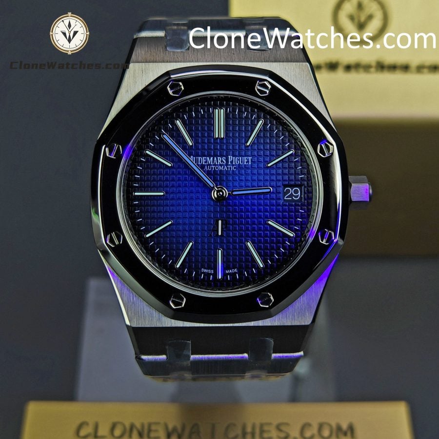 Audemars Piguet Super Clone Watches 1:1 Royal Oak “Jumbo” 15202IP Blue Dial - Image 2