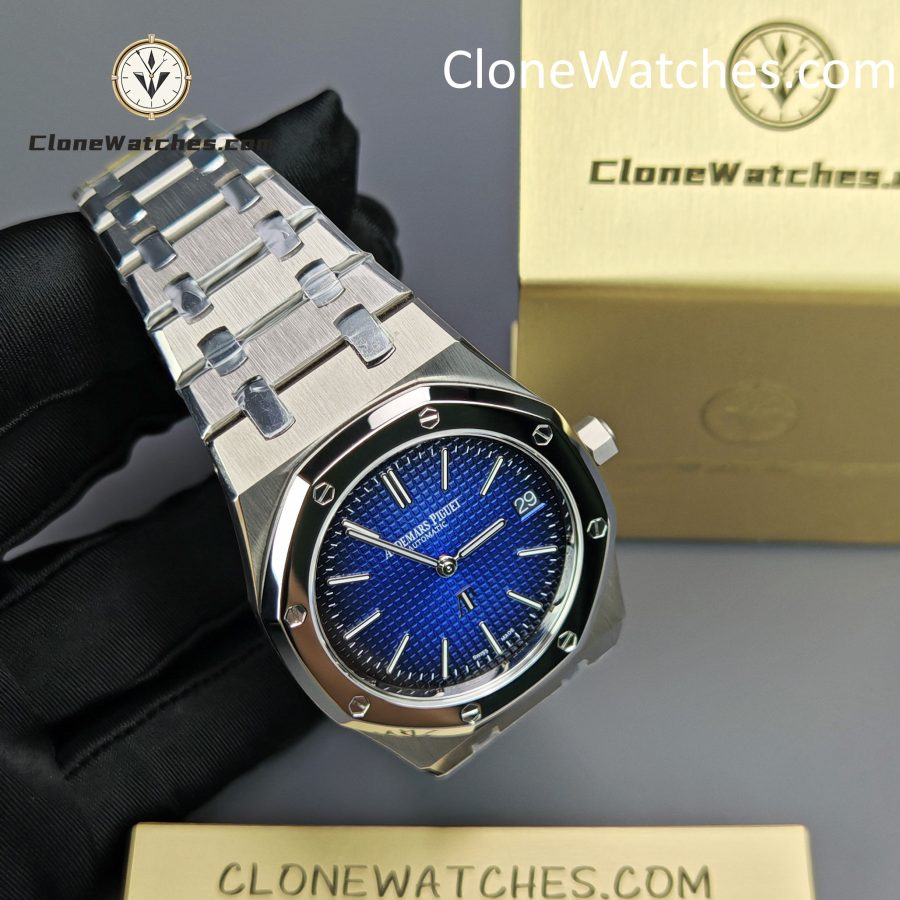 Audemars Piguet Super Clone Watches 1:1 Royal Oak “Jumbo” 15202IP Blue Dial - Image 5