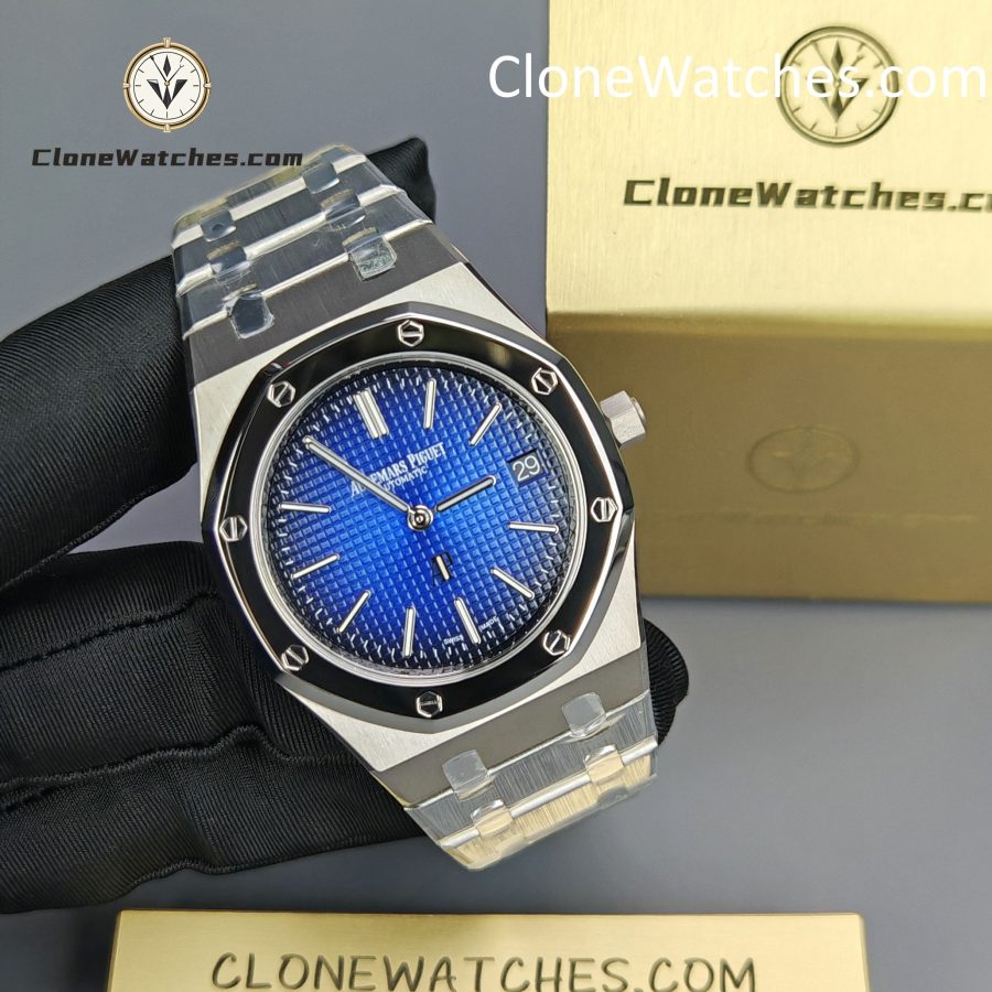 Audemars Piguet Super Clone Watches 1:1 Royal Oak “Jumbo” 15202IP Blue Dial - Image 6