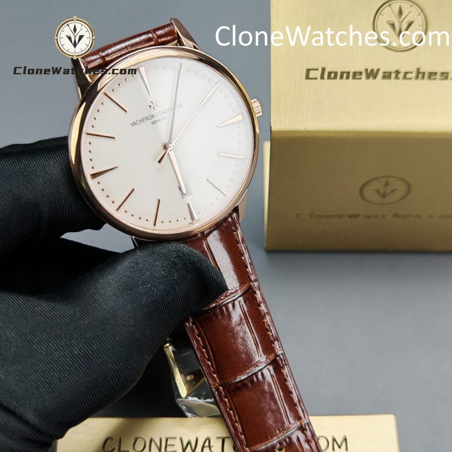 Vacheron Constantin Super Clone Watches 1:1 Patrimony Rose Gold 85180/000R-9248 White Dial - Image 3