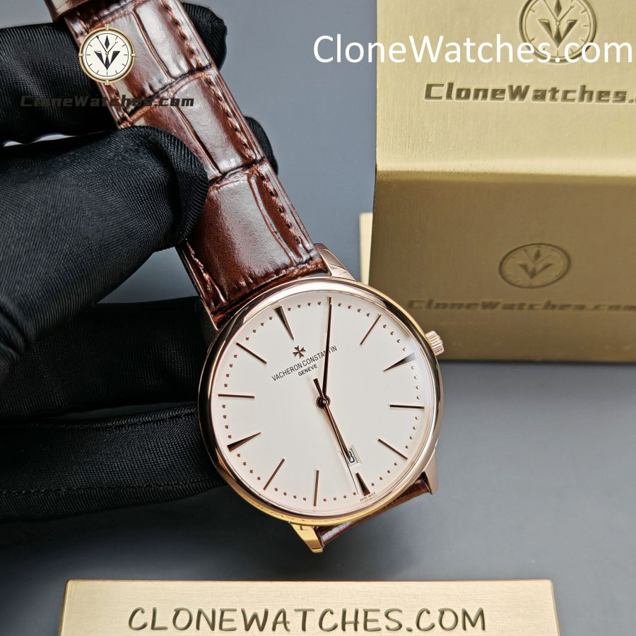 Vacheron Constantin Super Clone Watches 1:1 Patrimony Rose Gold 85180/000R-9248 White Dial - Image 4
