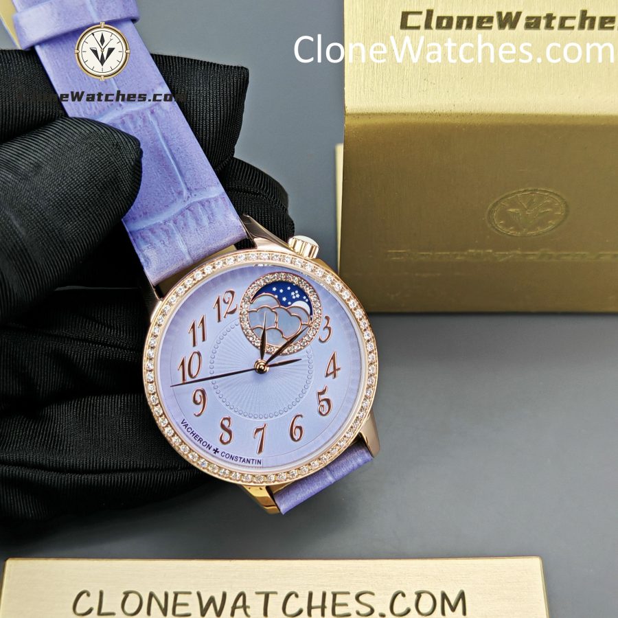 Vacheron Constantin Super Clone Watches 1:1 Égérie Moon Phase 8005F/000R-H030 Purple Dial - Image 4